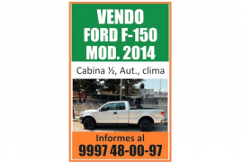 Ford F150, Mod. 2014, Cabina 1/2, Automática, con clima. Buenas condiciones.
 
INFORMES   
Cel.  9997480097
 
ID:3087072
