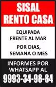 Casas, Renta, Sisal Rento Casa
-Equipada
-Frente al Mar
-Por días, semanas o mes
Informes al Whatsapp 9993-34-98-84