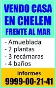 Casas, Venta, Casa frenta al mar en Chelem
*Amueblada
- 2 plantas
- 3 recámaras
- 4 baños. 
   
INFORMES   
Inf. 9999002141
 